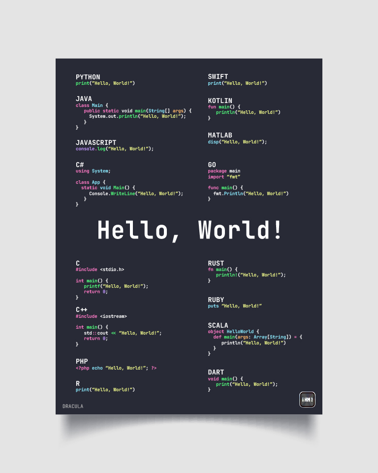 poster hello world - dracula theme