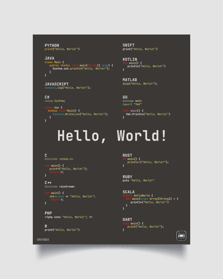 poster hello world - gruvbox